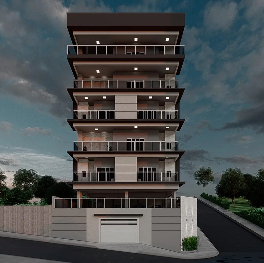 Residencial Boa Vista — edifício residencial com varandas e iluminação ao crepúsculo