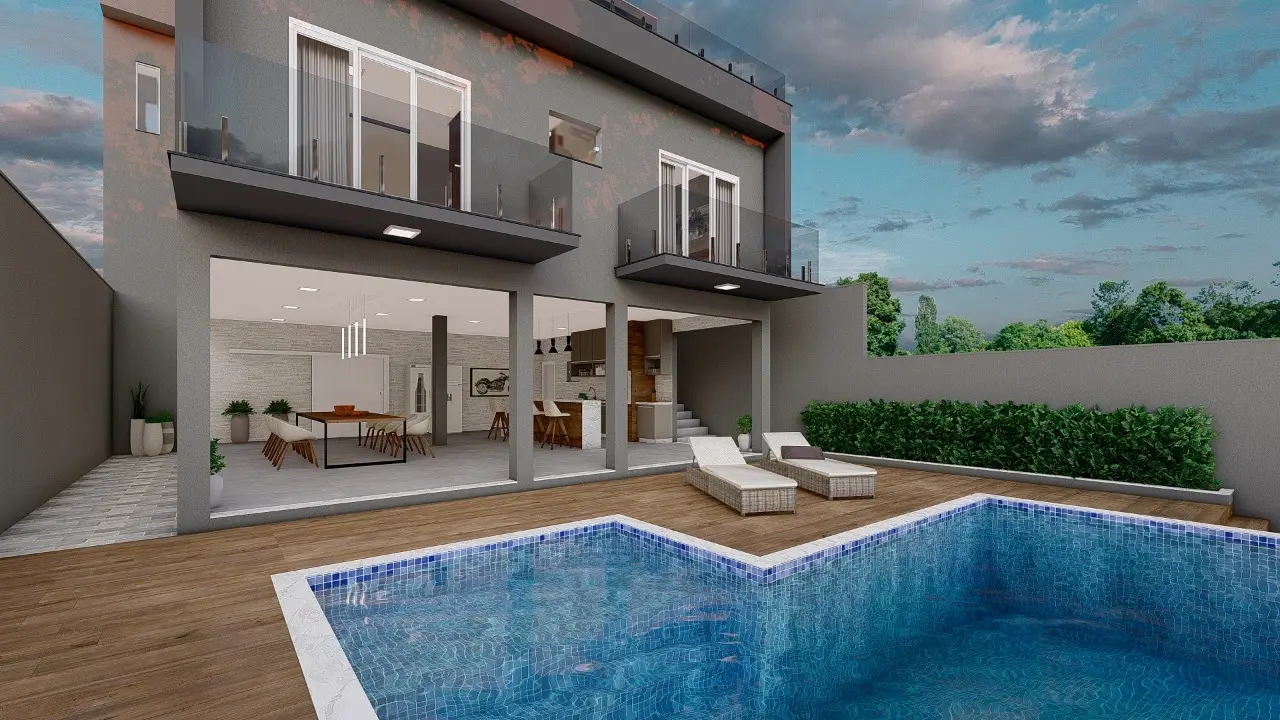 Residencial Butantã — área social integrada com piscina e deck